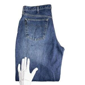 Cinch Up Men's Blue Gold Jeans Logo Graphic 100% Cotton Size 36x32